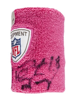 Peyton Manning Signed & Game Worn Breast Cancer Awareness Pink Wristband (Manning Hologram)